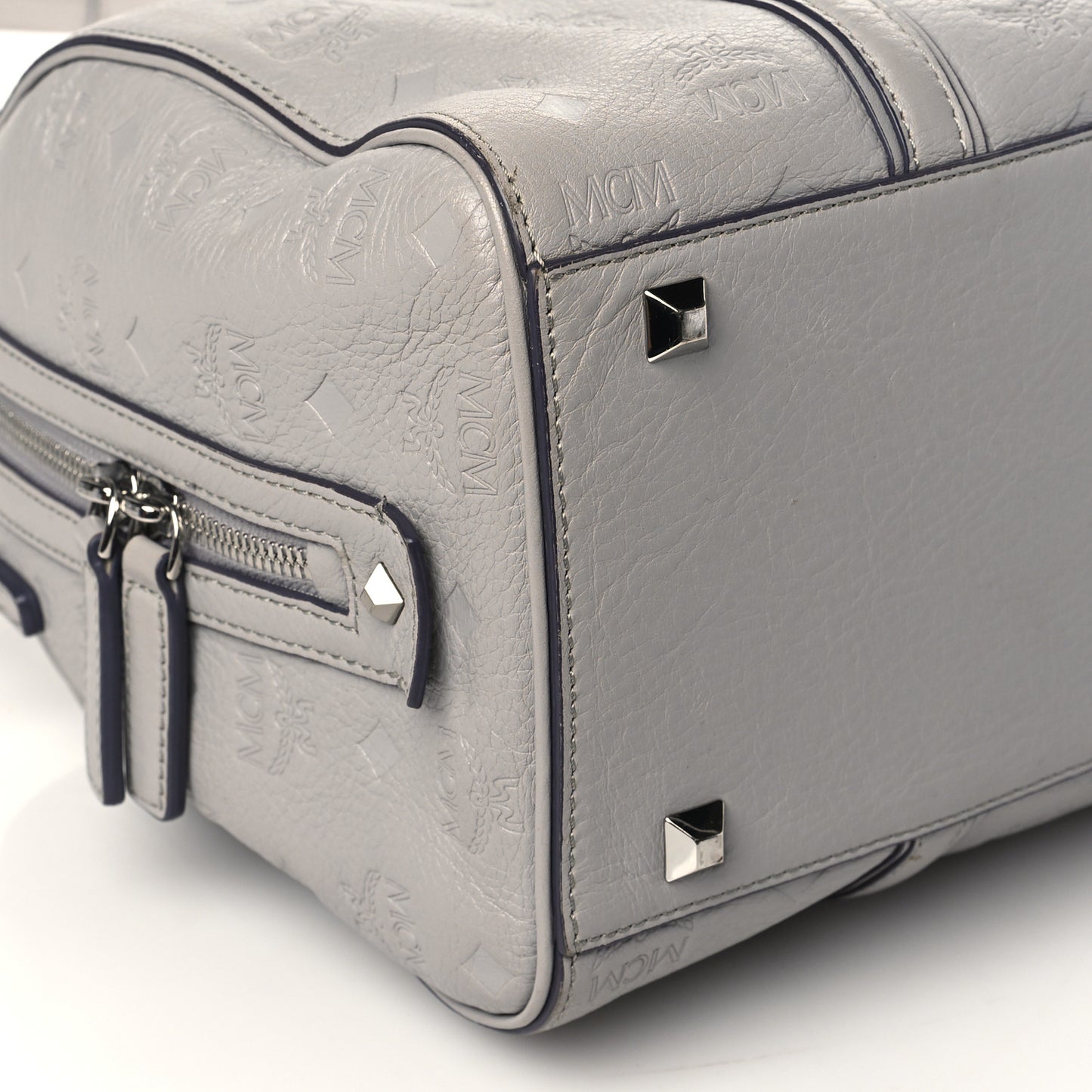 Calfskin Ottomar Monogram Essential Boston Bag Grey