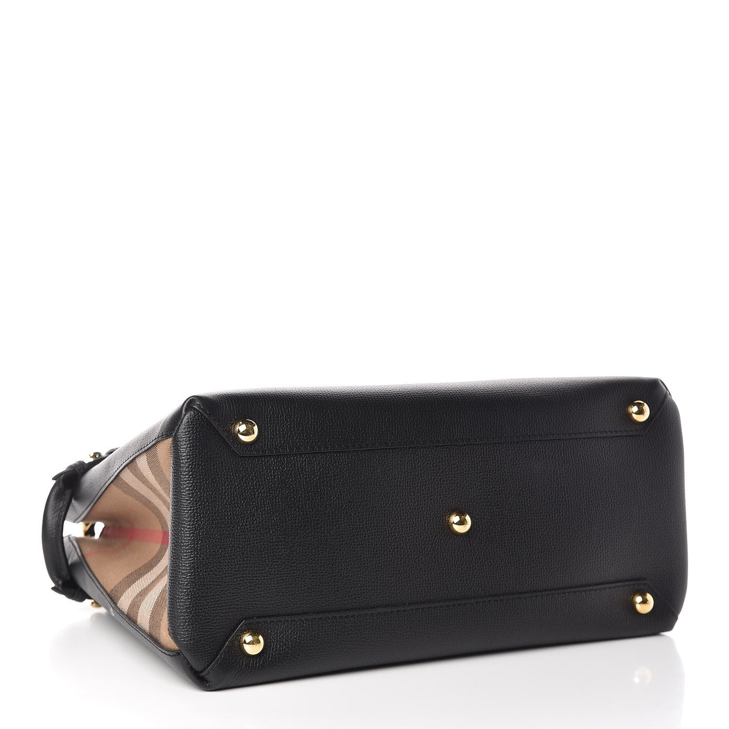 Burberry Derby Calfskin Vintage Check Medium Banner Tote Black 5 of 11
