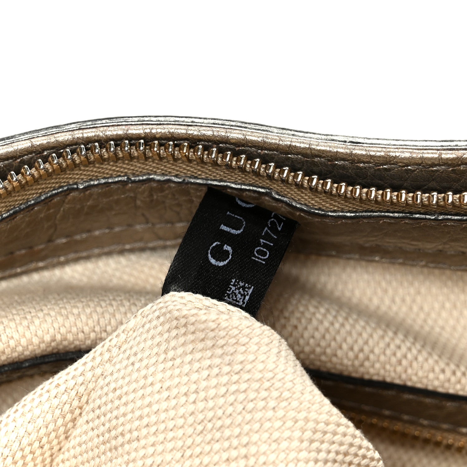 Gucci Metallic Pebbled Calfskin Small Soho Top Handle Bag Golden Beige 8 of 11