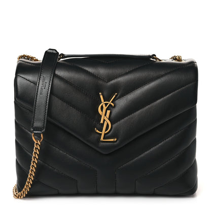 Saint Laurent Calfskin Y Quilted Monogram Small Loulou Chain Satchel Black 1 of 9