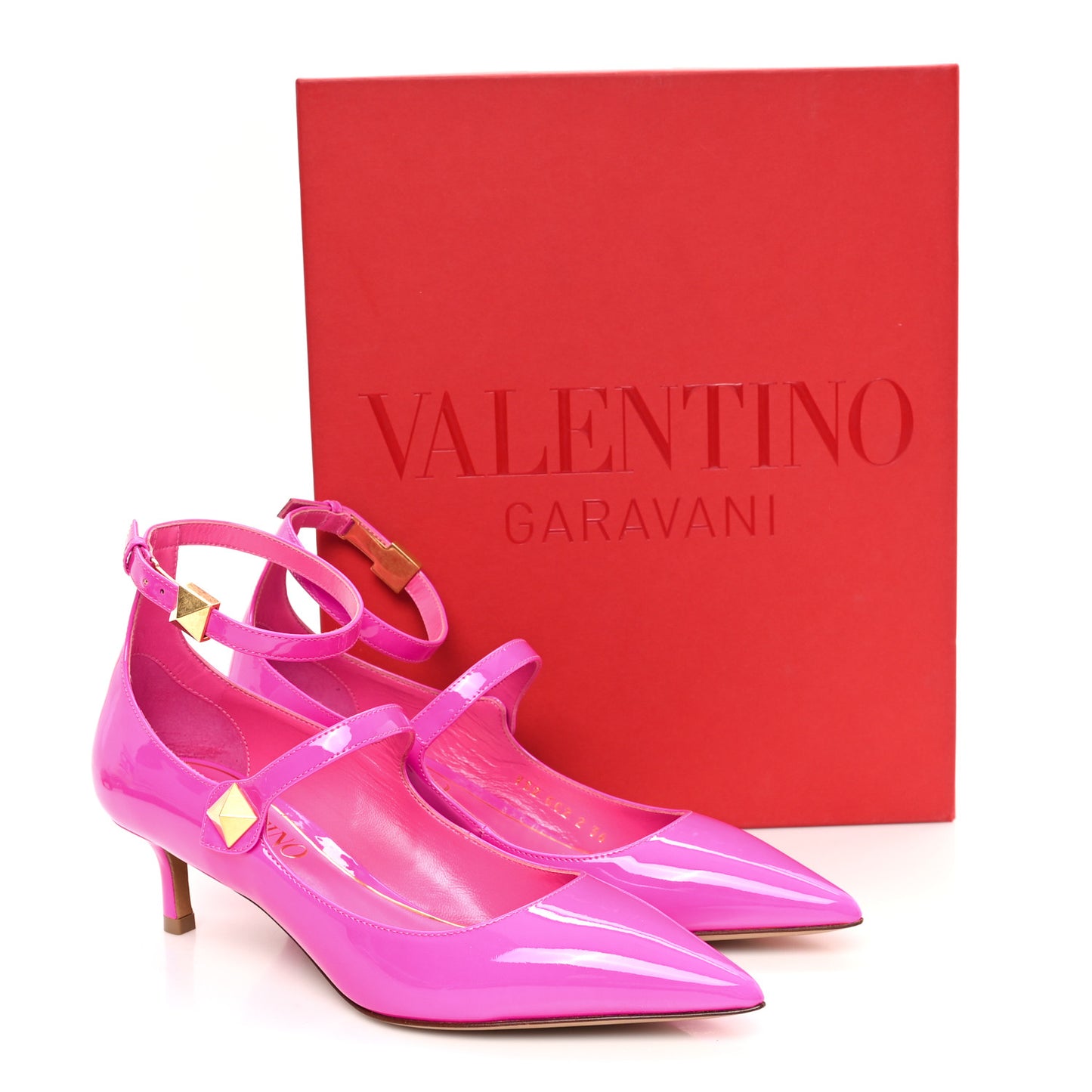 Patent Roman Stud Ankle Strap 50mm Pumps 36 Pink PP