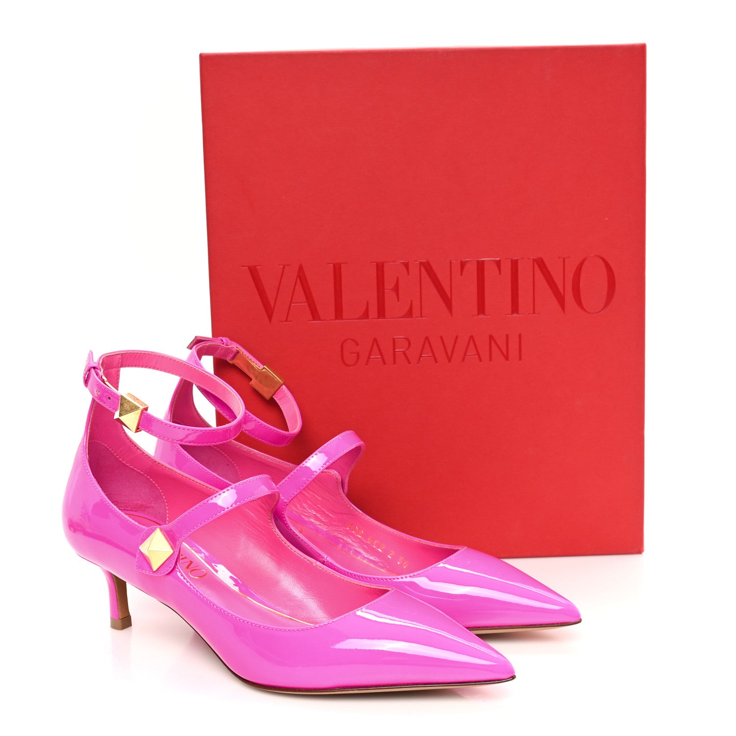 Valentino Garavani Patent Roman Stud Ankle Strap 50mm Pumps 36 Pink PP 10 of 10