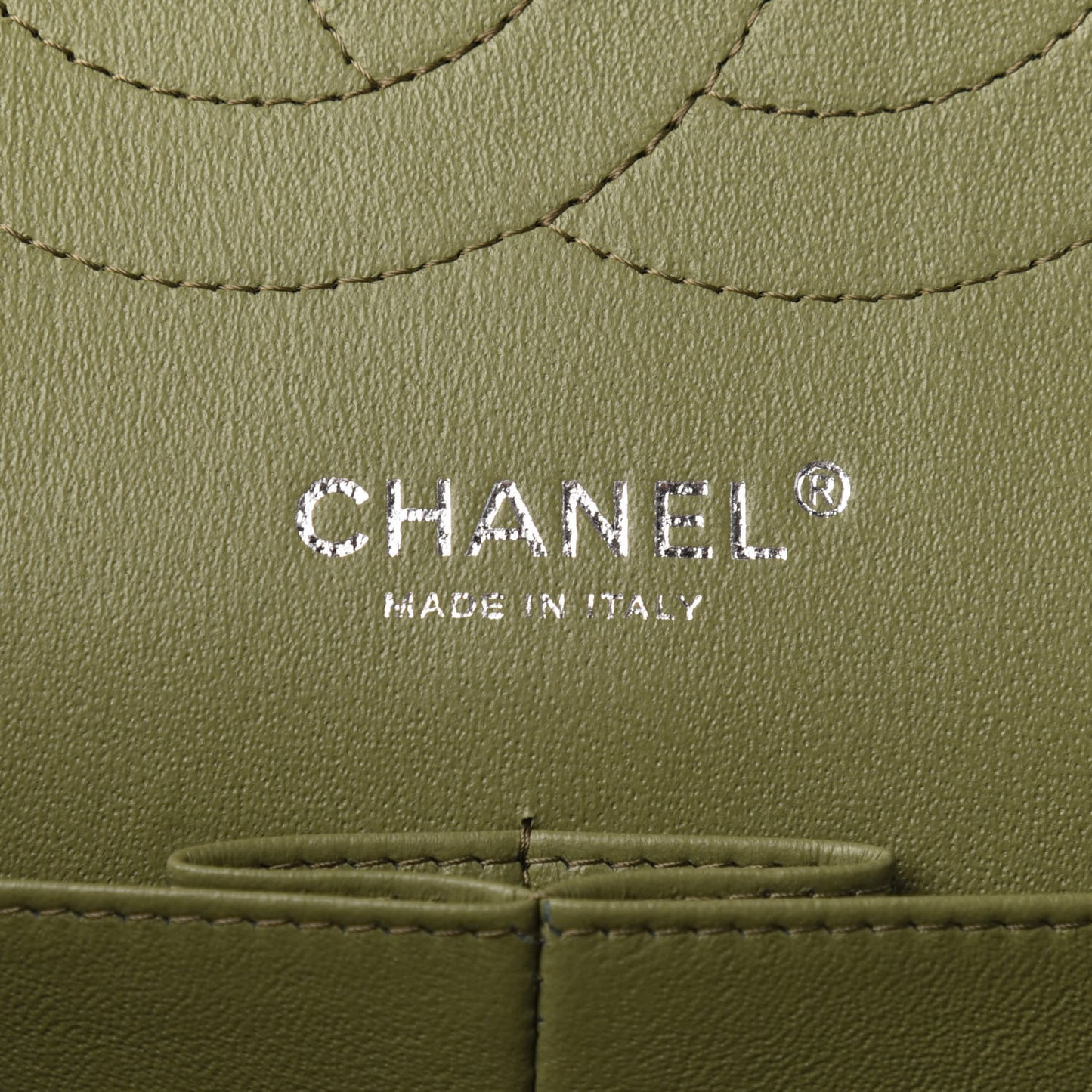 Striated Patent Quilted Jumbo Double Flap Green