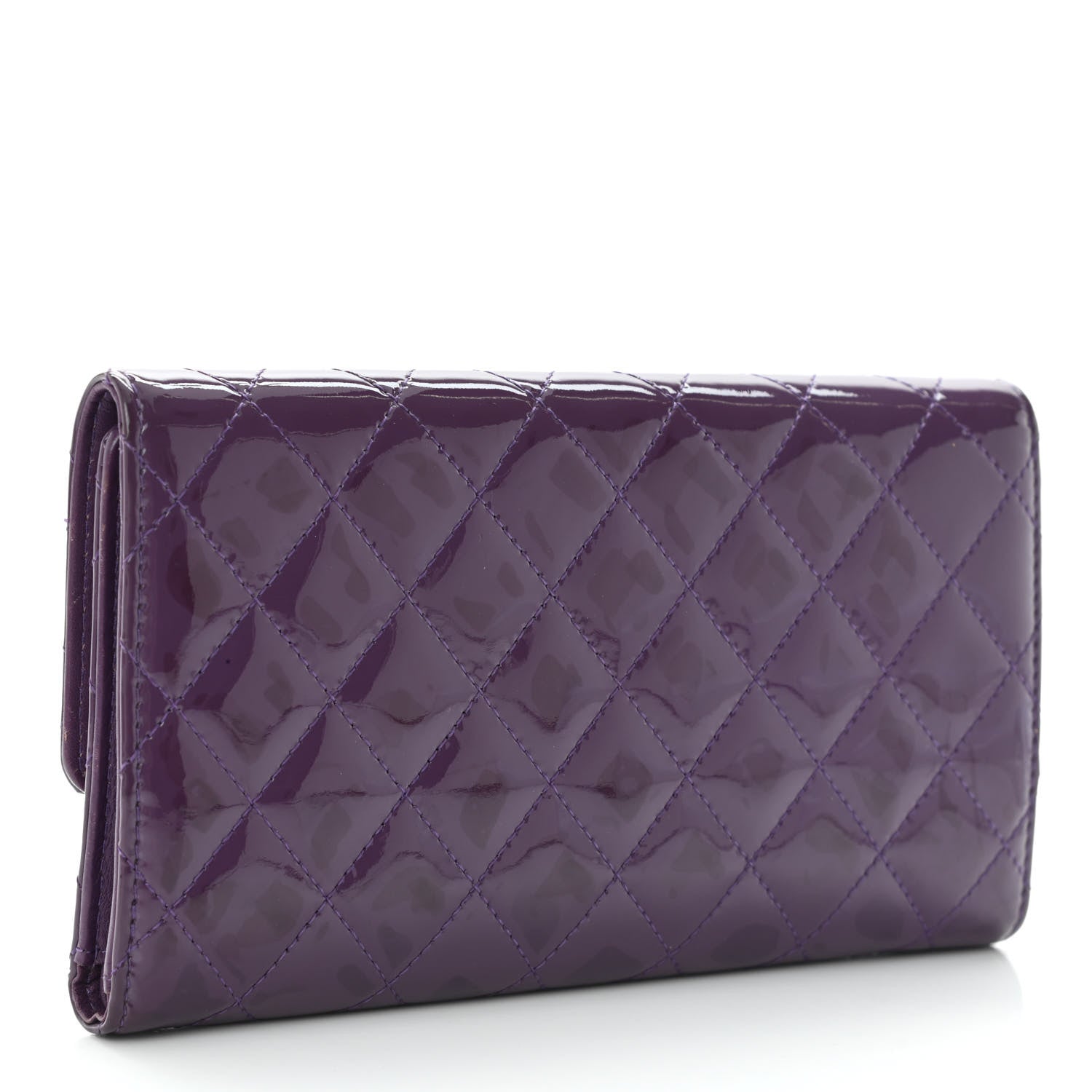 Chanel Patent Calfskin Quilted Large Brilliant Flap Wallet Purple 3 of 14