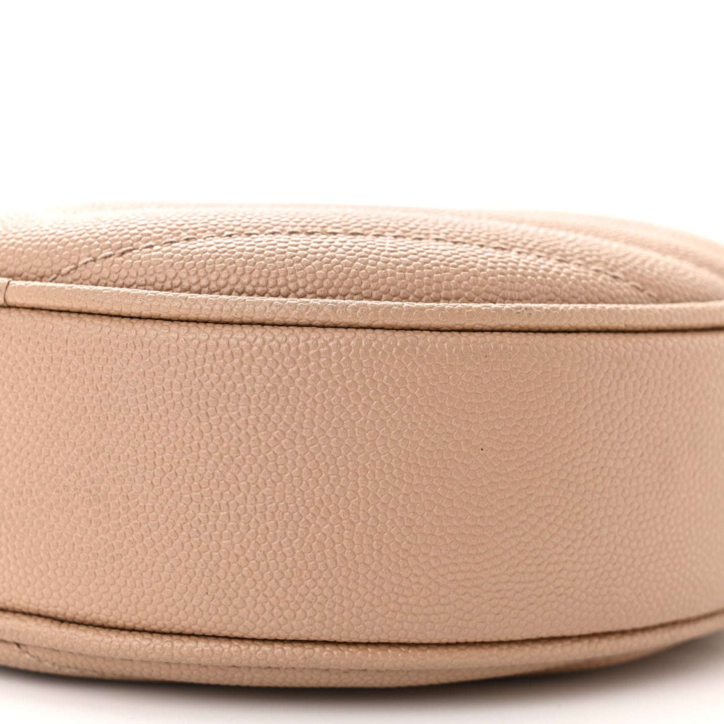 Grain De Poudre Matelasse Chevron Quilted Round Vinyle Camera Bag Dark Beige