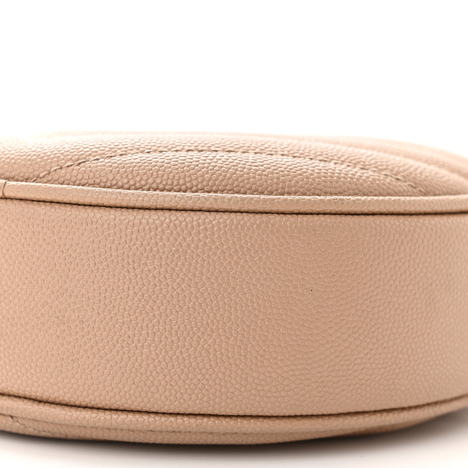 Saint Laurent Grain De Poudre Matelasse Chevron Quilted Round Vinyle Camera Bag Dark Beige 10 of 10