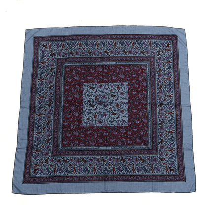 Hermes Cashmere Silk Chasse En Inde Shawl 140 Bleu Chine Violet Blue Jean 1 of 4