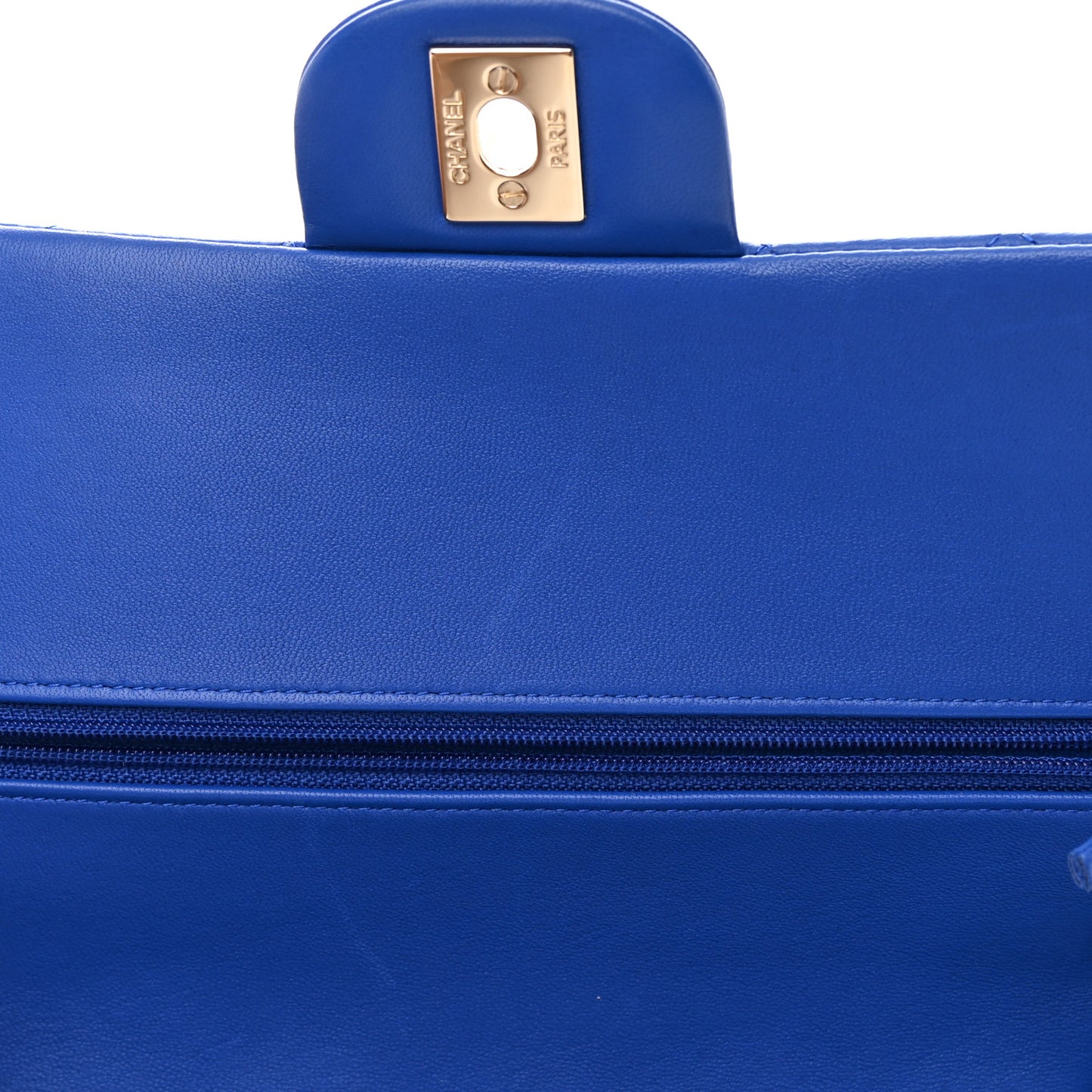 Lambskin Quilted Medium Double Flap Blue