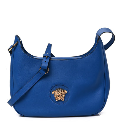 Versace Calfskin La Medusa Medium Hobo Crossbody Lapis 1 of 8