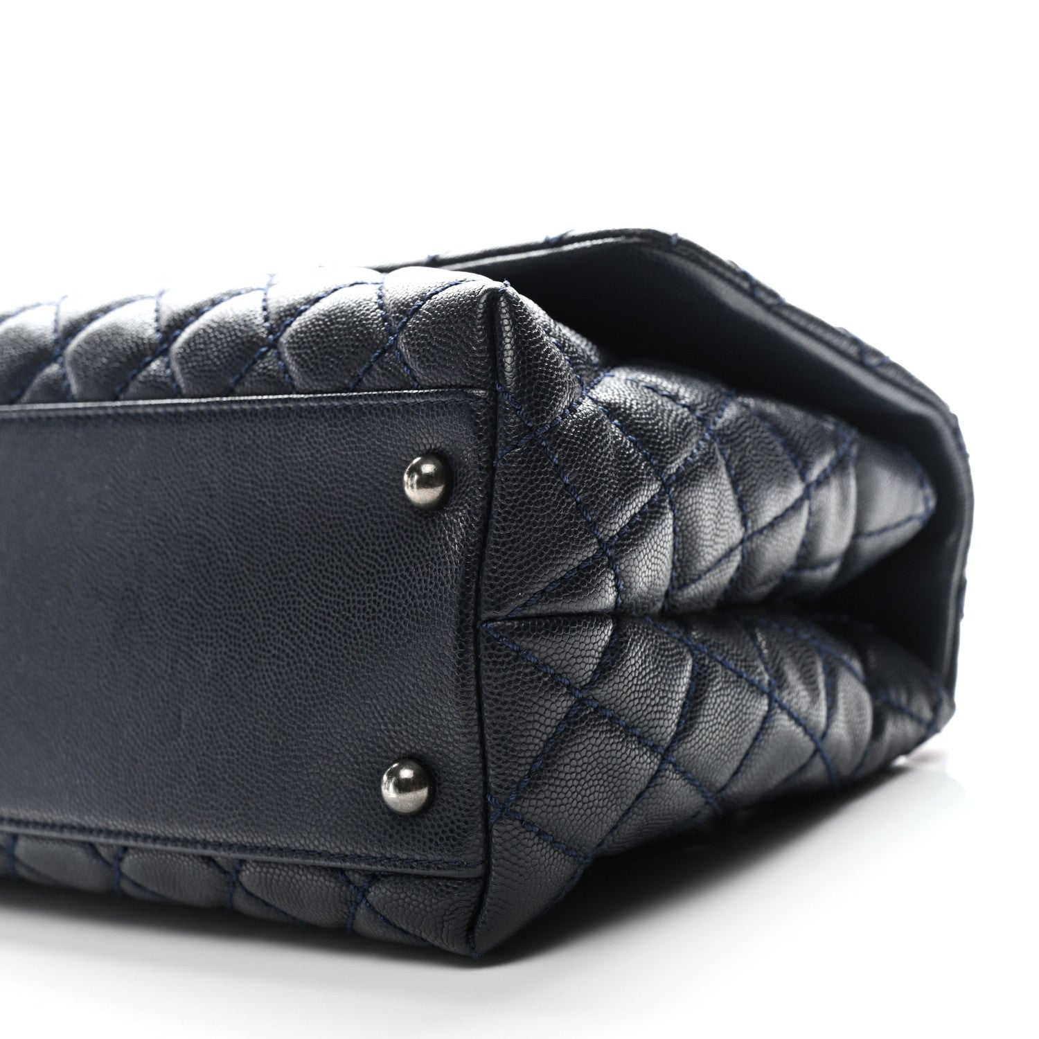 Chanel Caviar Lizard Quilted Small Coco Handle Flap Navy Blue 10 of 10