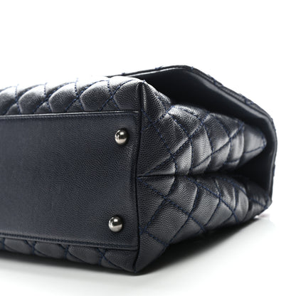 Chanel Caviar Lizard Quilted Small Coco Handle Flap Navy Blue 10 of 10