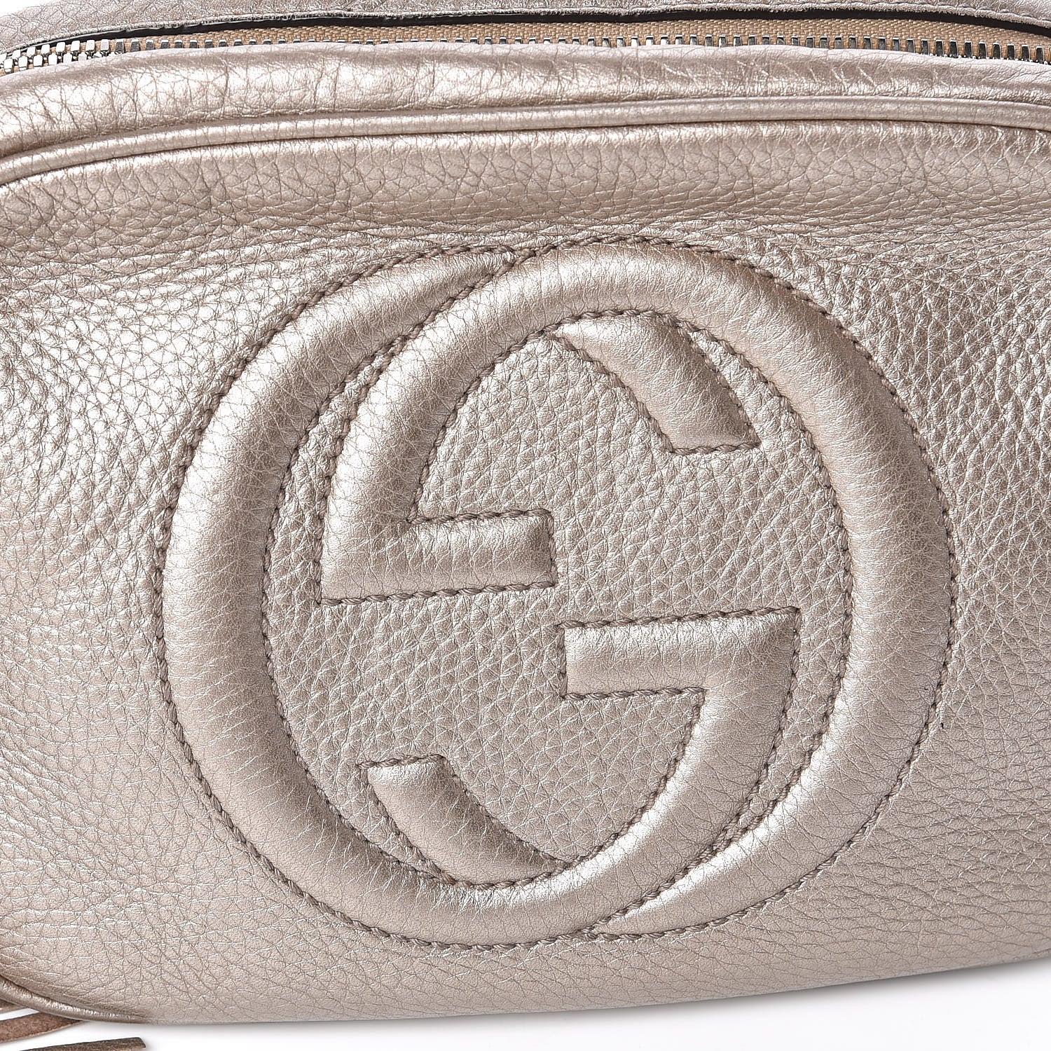 Gucci Metallic Pebbled Calfskin Small Soho Disco Bag Golden Beige 11 of 12