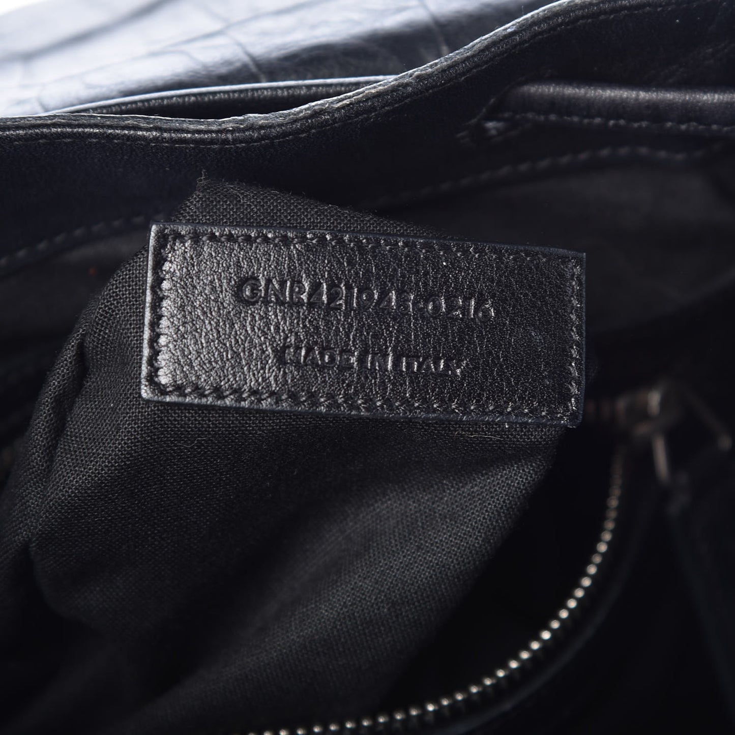 Crocodile Embossed Lambskin Festival Backpack Black
