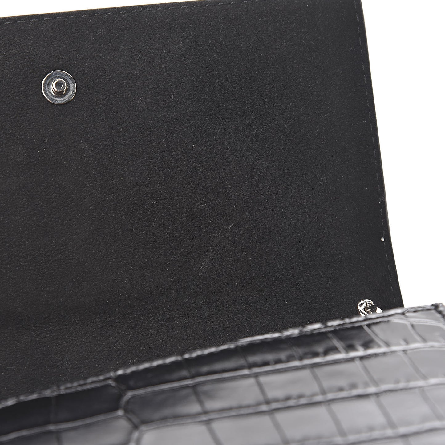 Calfskin Crocodile Embossed Skull Mini Crossbody Bag Black
