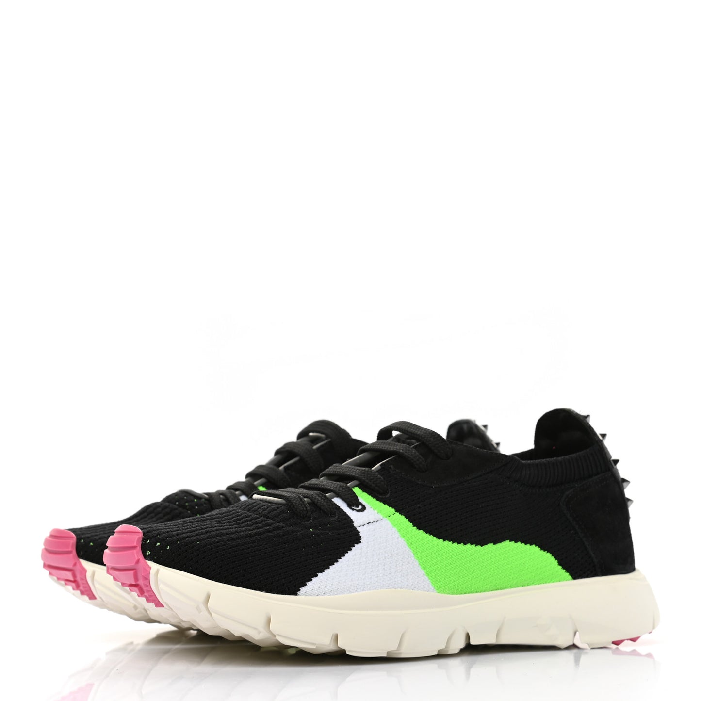 Fabric Knit Mens Rockstud Sound Low Sneakers 41 Black Multicolor