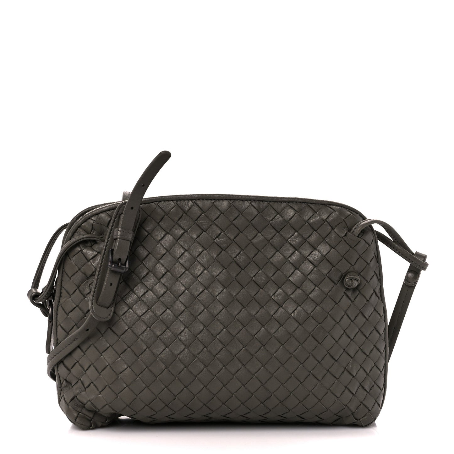 Nappa Intrecciato Nodini Crossbody Messenger Light Grey