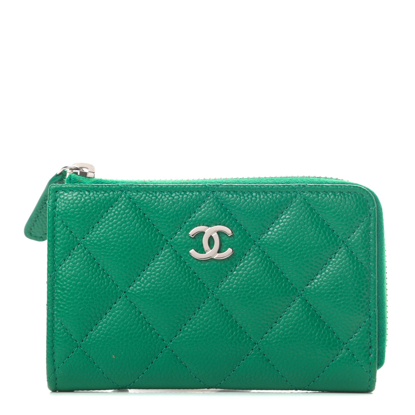Caviar Quilted Zipped Key Holder Case Green