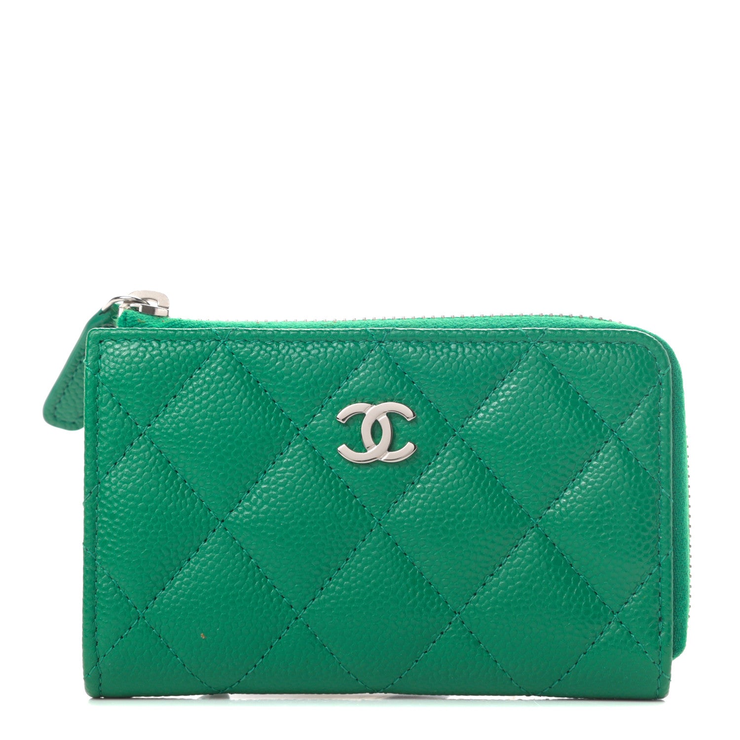 Chanel Caviar Quilted Zipped Key Holder Case Green 1 of 8
