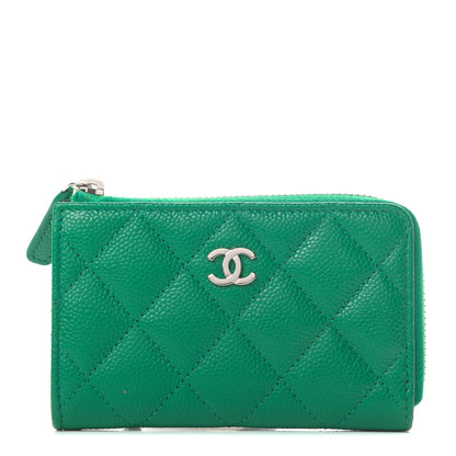 Chanel Caviar Quilted Zipped Key Holder Case Green 1 of 8