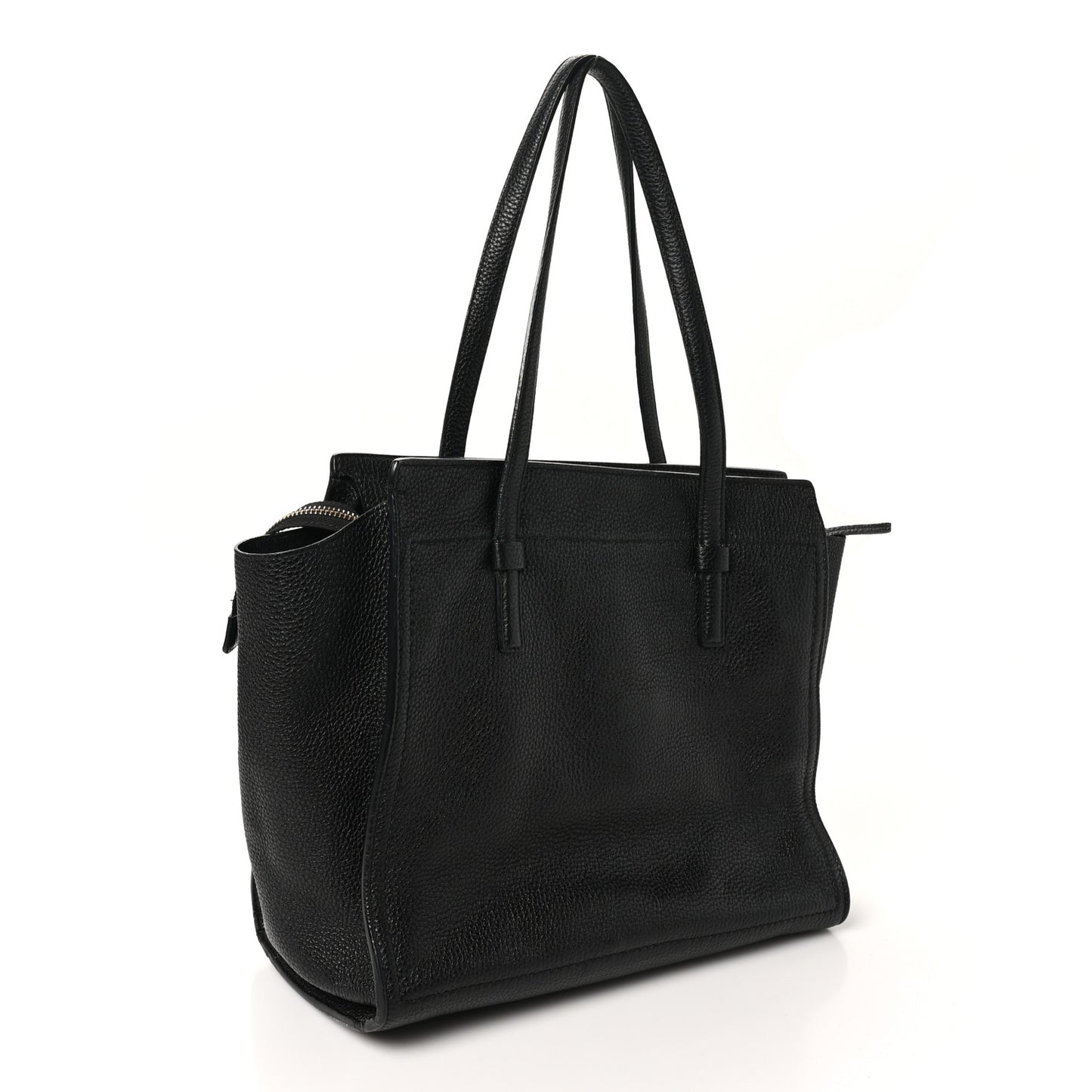 Hammered Calfskin Double Handle Large Amy Tote Black