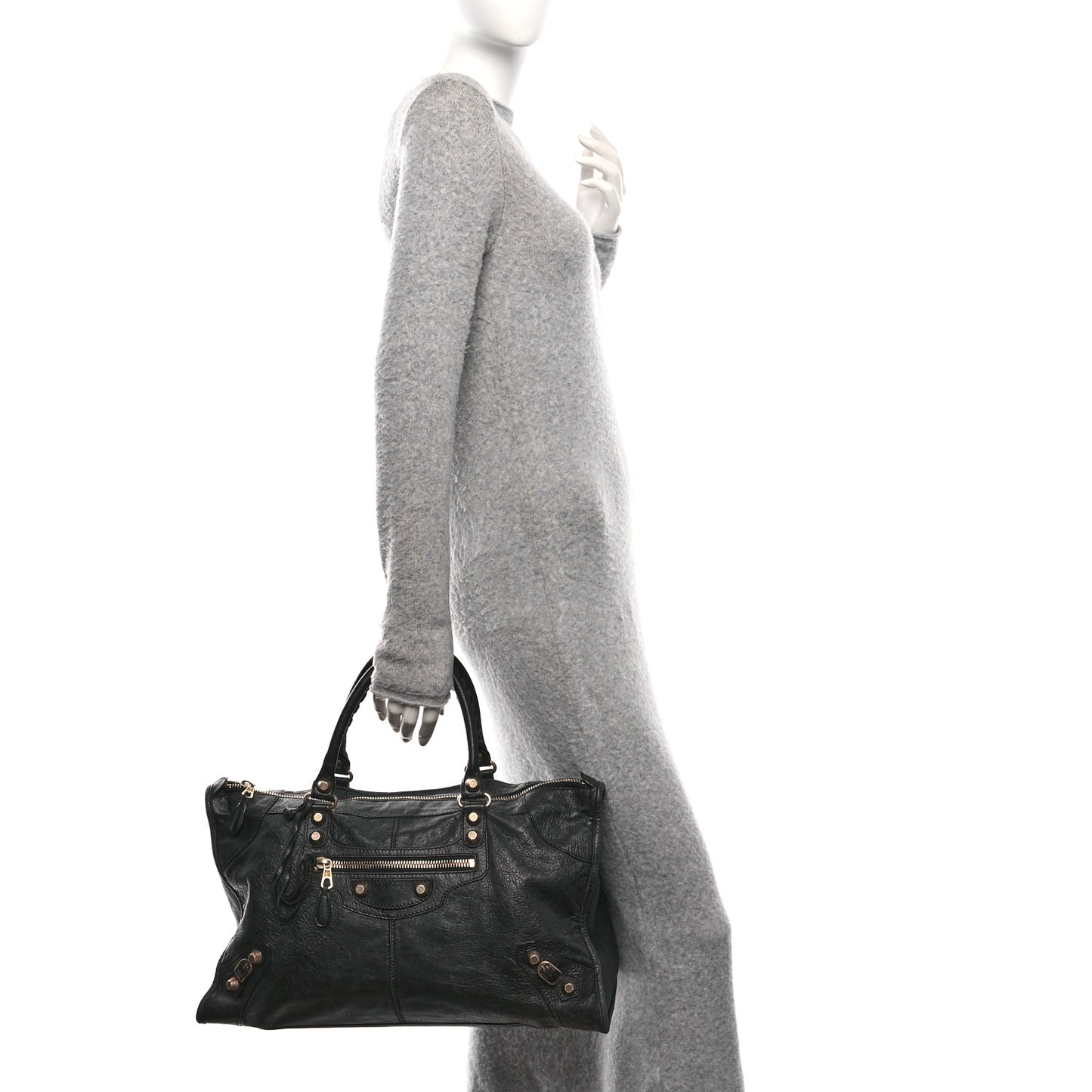 Agneau Giant 12 Rose Gold Hardware Weekender Black