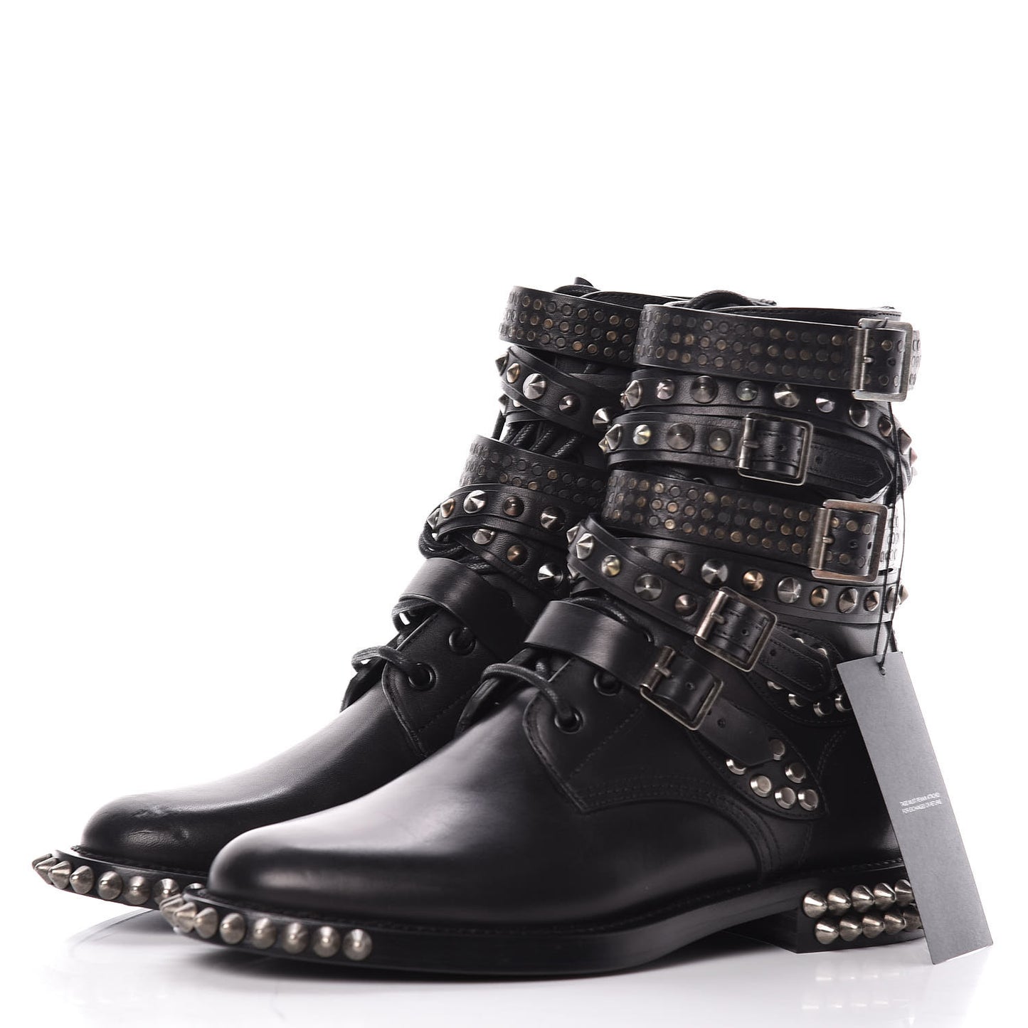 Smooth Calfskin Studded Womens Punk Ranger Boots 37 Black