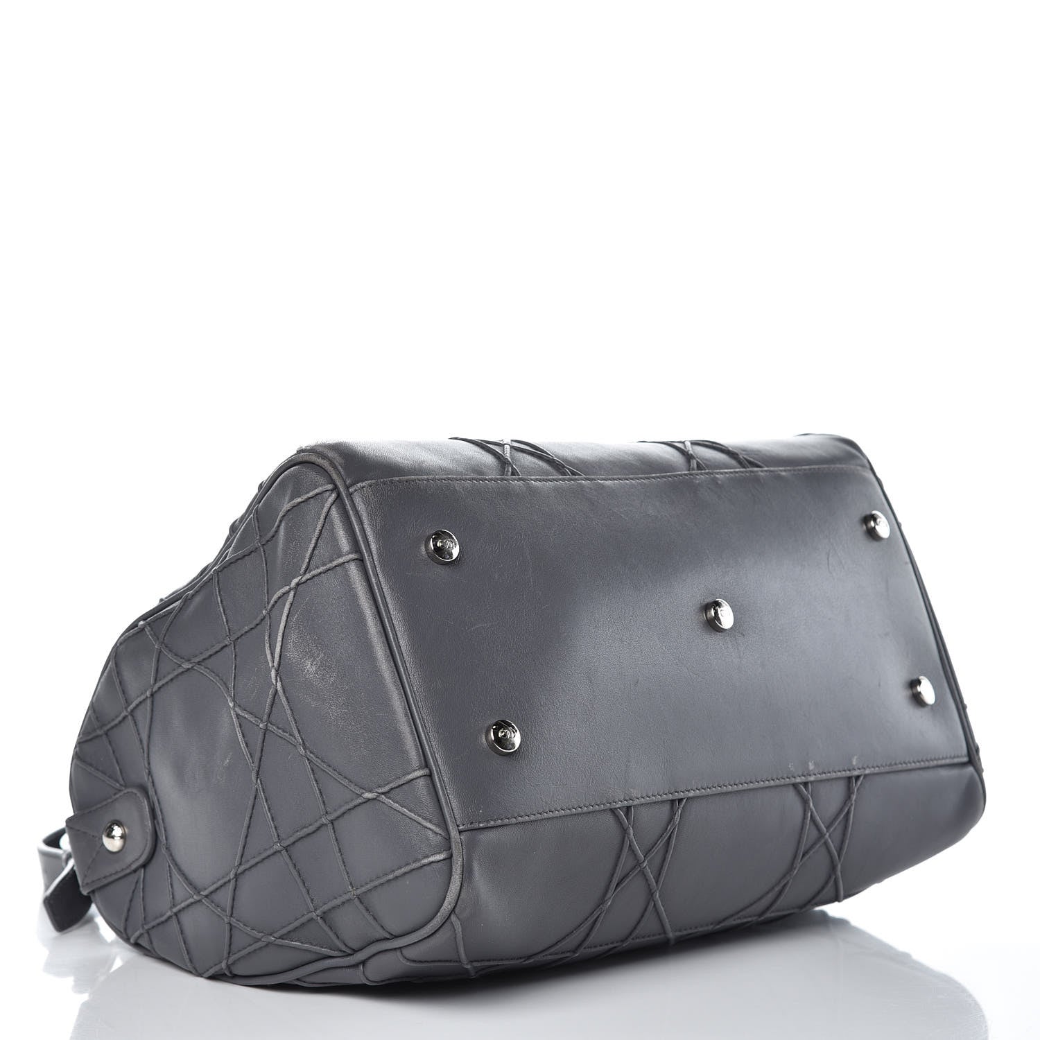 Christian Dior Lambskin Cannage Granville Polochon Grey 4 of 20