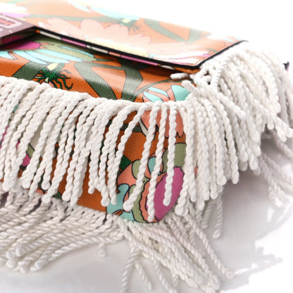 Fendi Coated Canvas Fringe Maxi Daisies Baguette Arancio White Multicolor 9 of 10