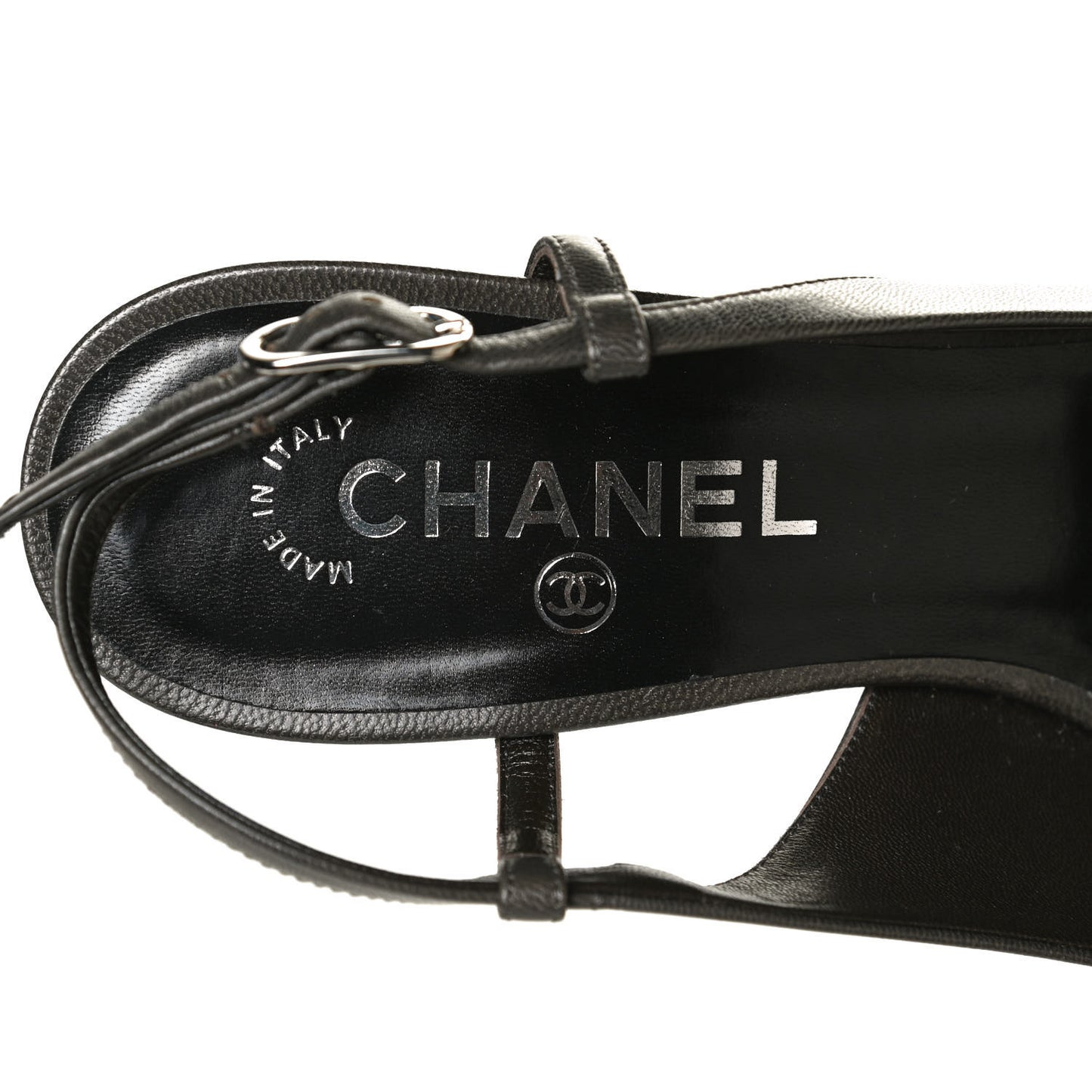 Lambskin Cap Toe CC Slingback Heels 39.5 Grey Black