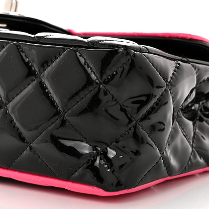 Chanel Patent Calfskin Quilted Bi-Color Mini Rectangular Flap Pink Black 10 of 10