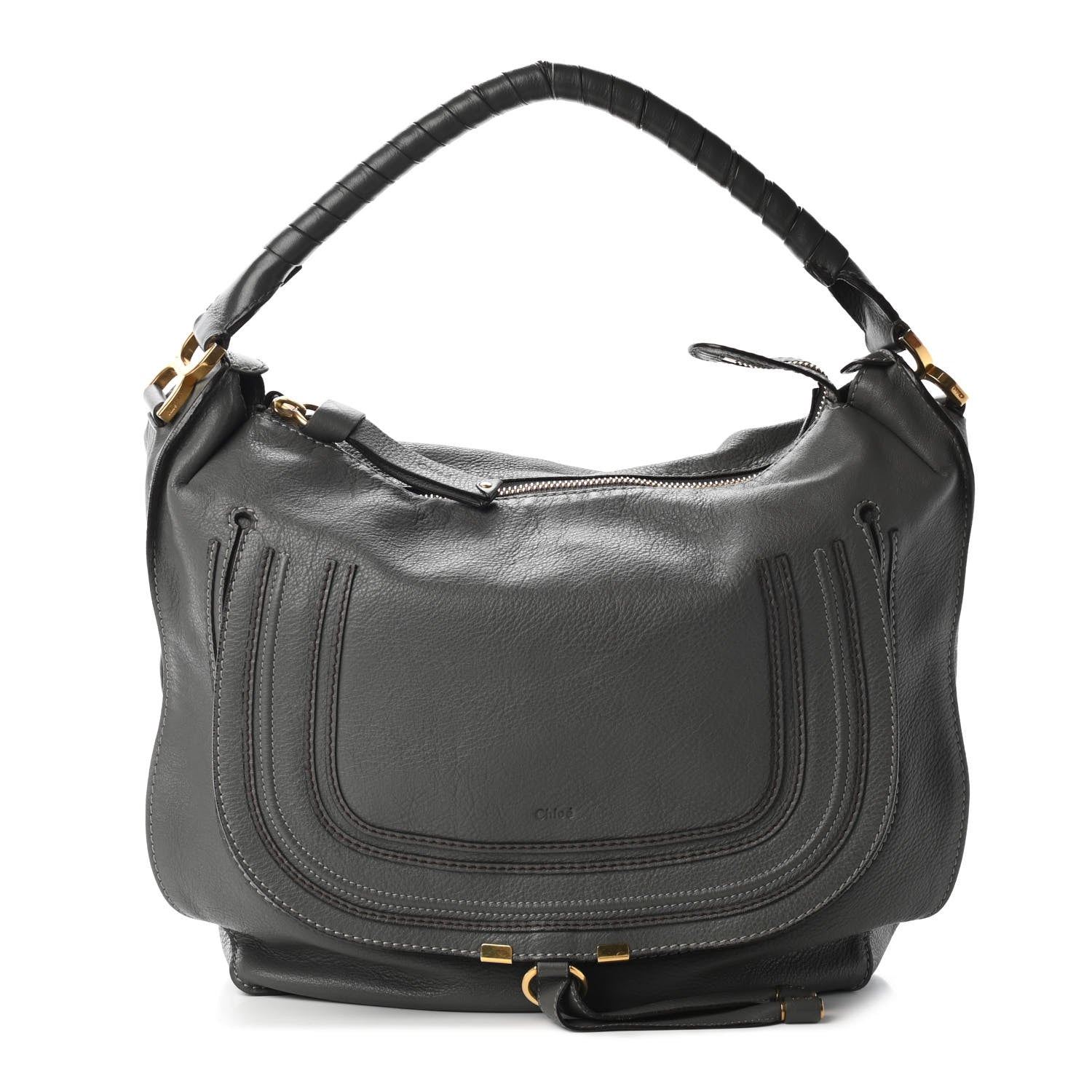 Chloe Calfskin Large Marcie Hobo Stone 1 of 10