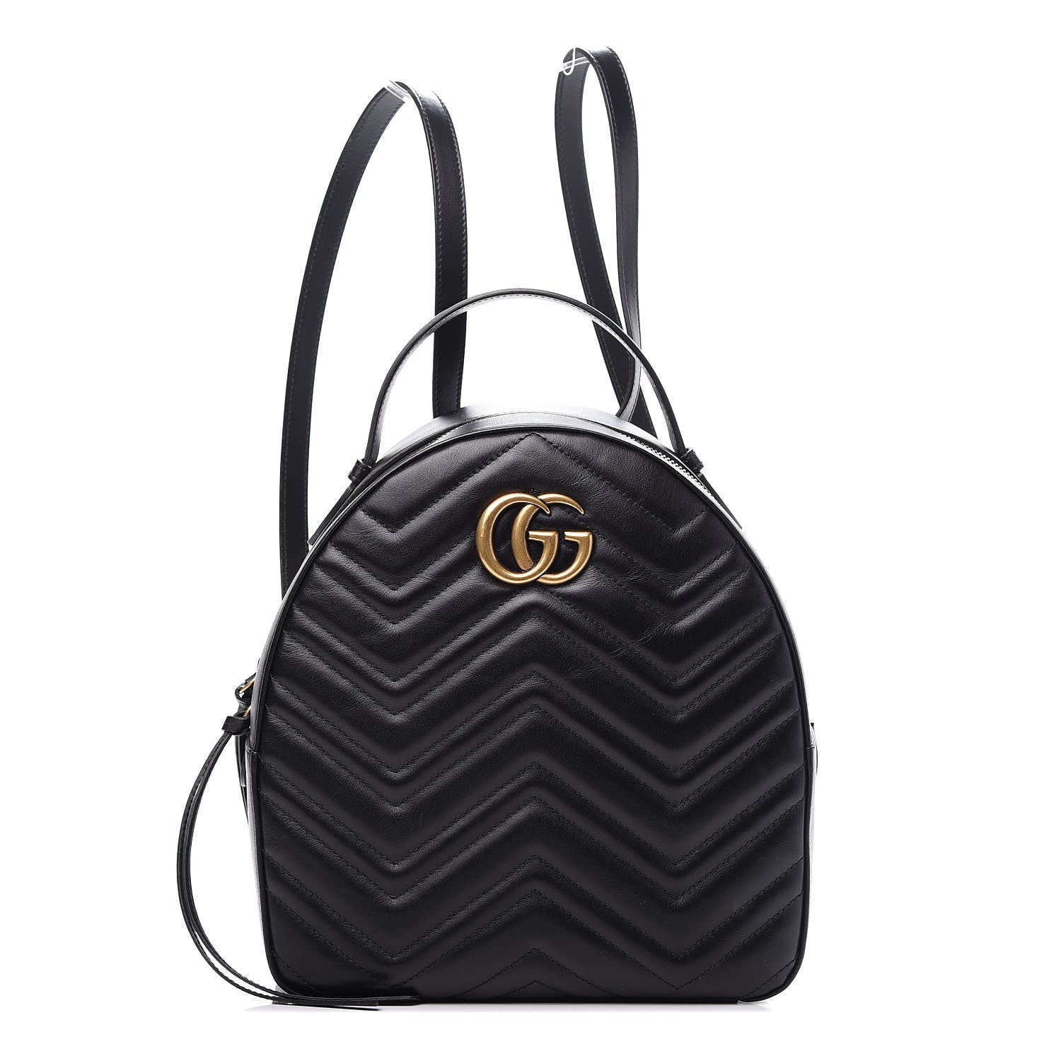 Gucci Calfskin Matelasse GG Marmont Dome Backpack Black 1 of 9