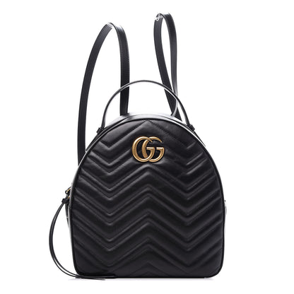 Gucci Calfskin Matelasse GG Marmont Dome Backpack Black 1 of 9