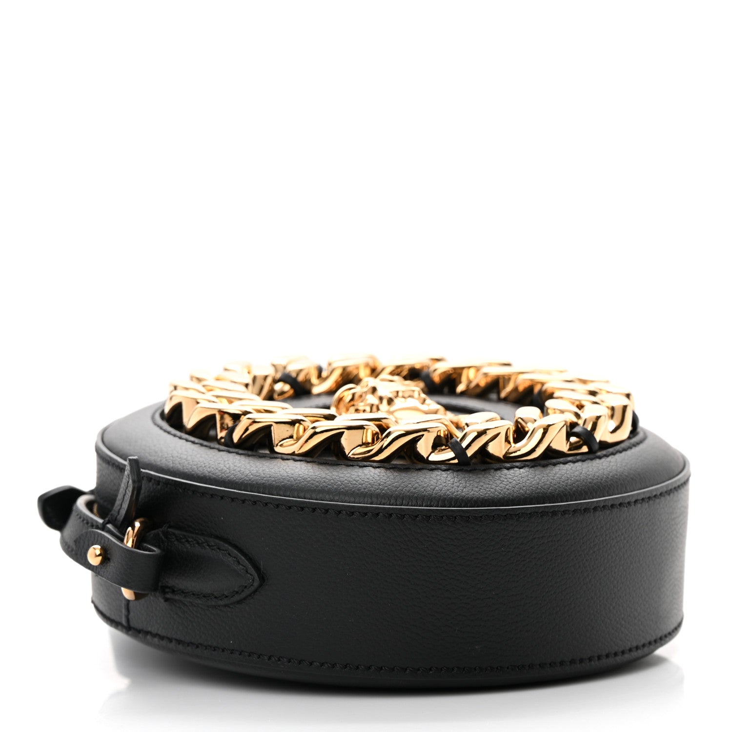 Versace Calfskin Mini La Medusa Chain Round Crossbody Bag Black 4 of 10