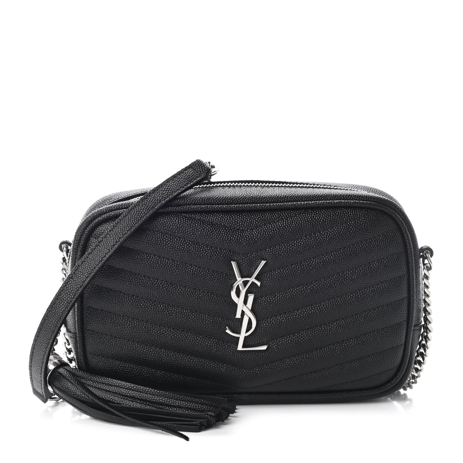 Saint Laurent Grain De Poudre Matelasse Monogram Mini Lou Camera Bag Black 1 of 8