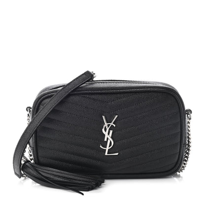 Saint Laurent Grain De Poudre Matelasse Monogram Mini Lou Camera Bag Black 1 of 8