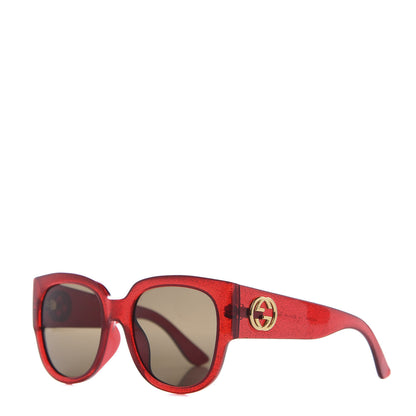 Gucci Square Frame Glitter Sunglasses GG0142SA Red 1 of 7