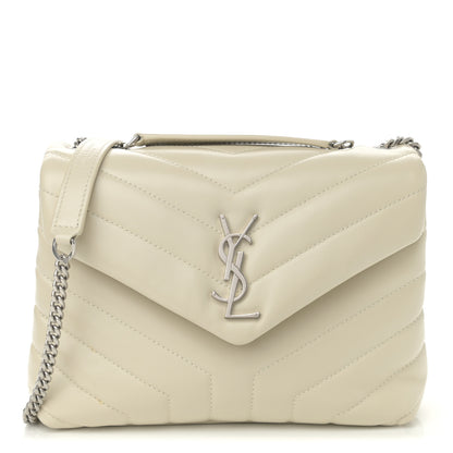 Saint Laurent Calfskin Y Quilted Monogram Small Loulou Chain Satchel Ivory 1 of 12