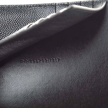 Saint Laurent Grain De Poudre Matelasse Chevron Small Monogram Passport Case Black 7 of 8