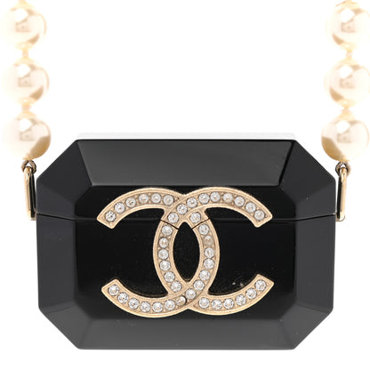 Chanel Resin Crystal Pearl Airpods Pro Holder Necklace Black Pearly White 4 of 8