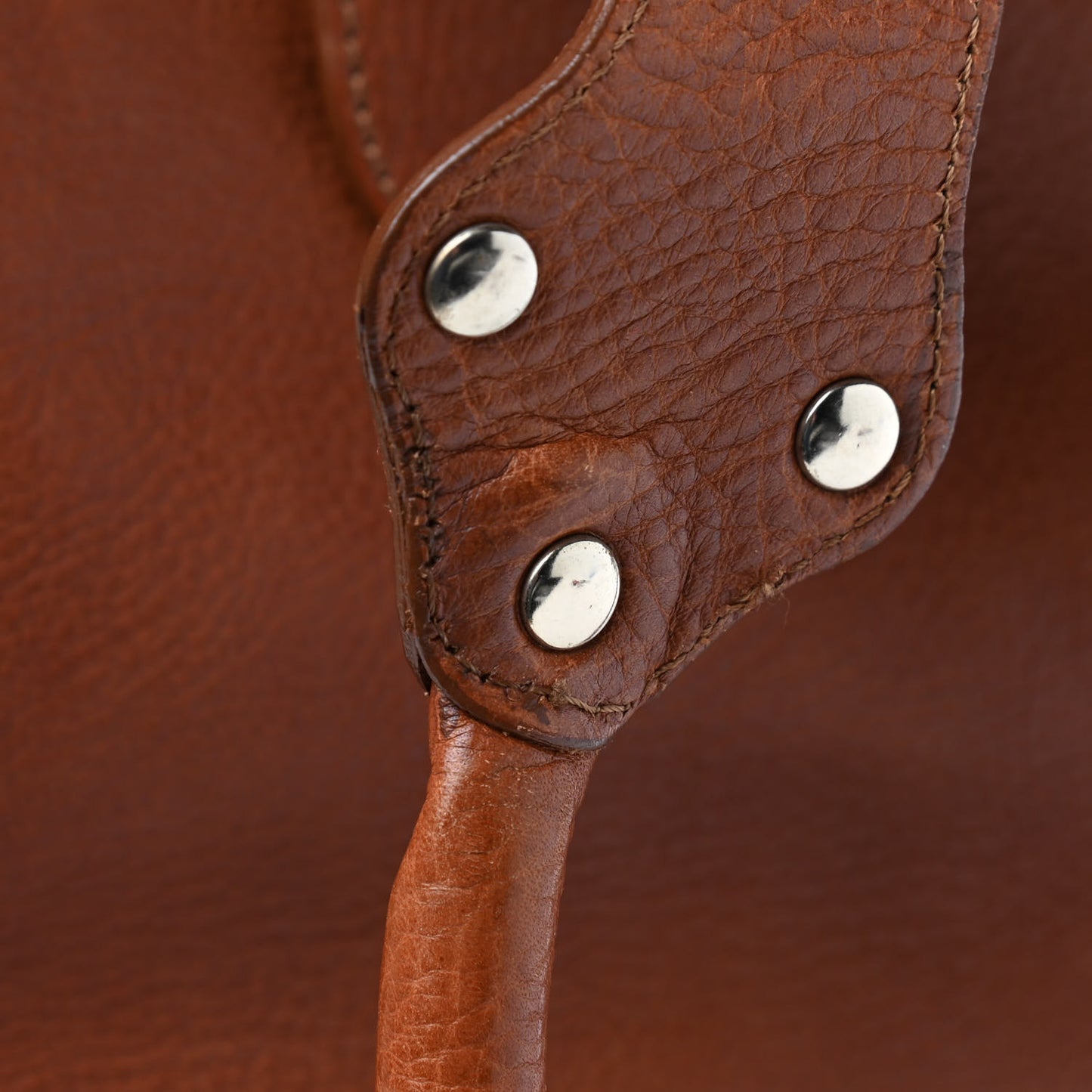 Grainy Calfskin Buckle Tote Brown