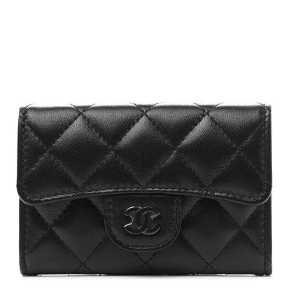 Chanel Lambskin Quilted Flap Card Holder Wallet So Black 1 of 9
