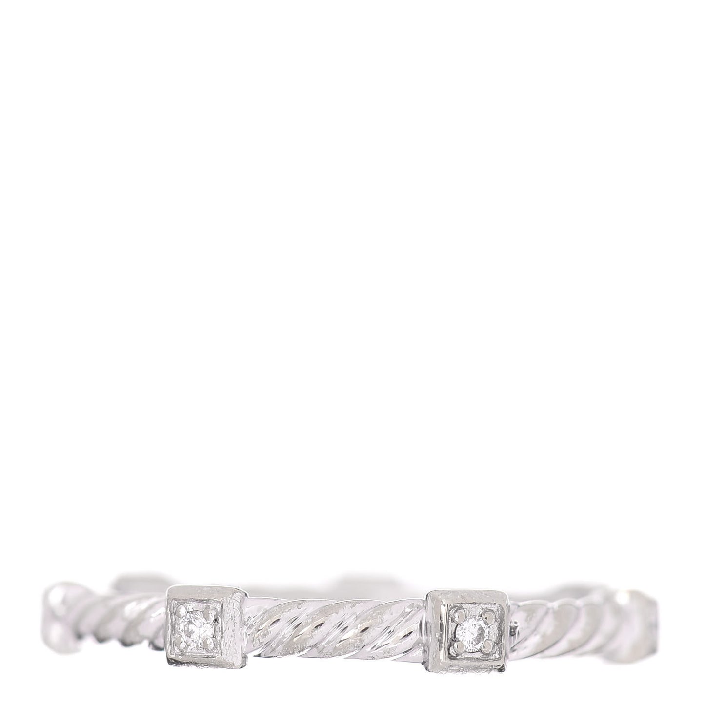 18K White Gold Diamond 2mm Cable Collectibles Stack Band Ring 56 7.5