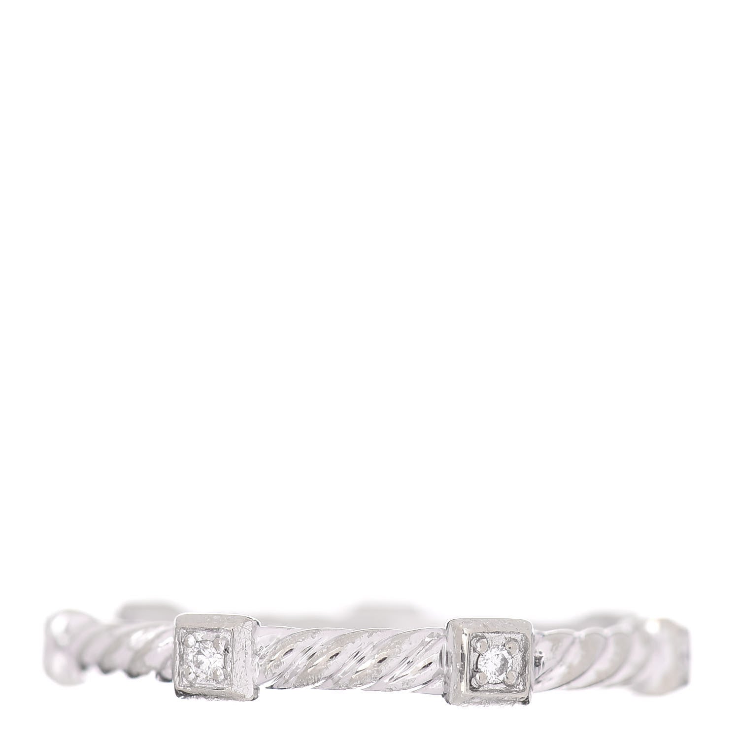 David Yurman 18K White Gold Diamond 2mm Cable Collectibles Stack Band Ring 56 7.5 3 of 4