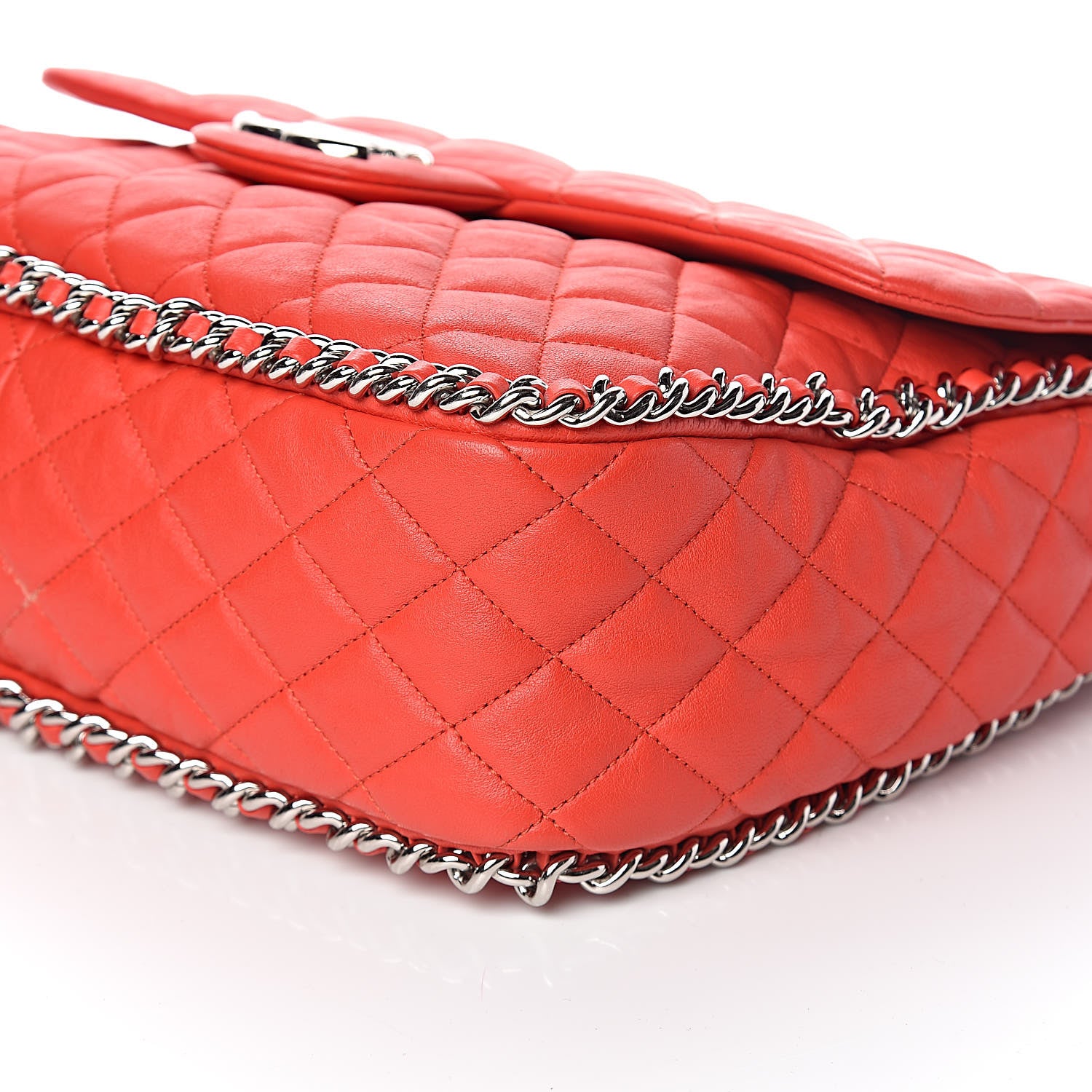 Chanel Washed Lambskin Quilted Maxi Chain Around Flap Red 10 of 12