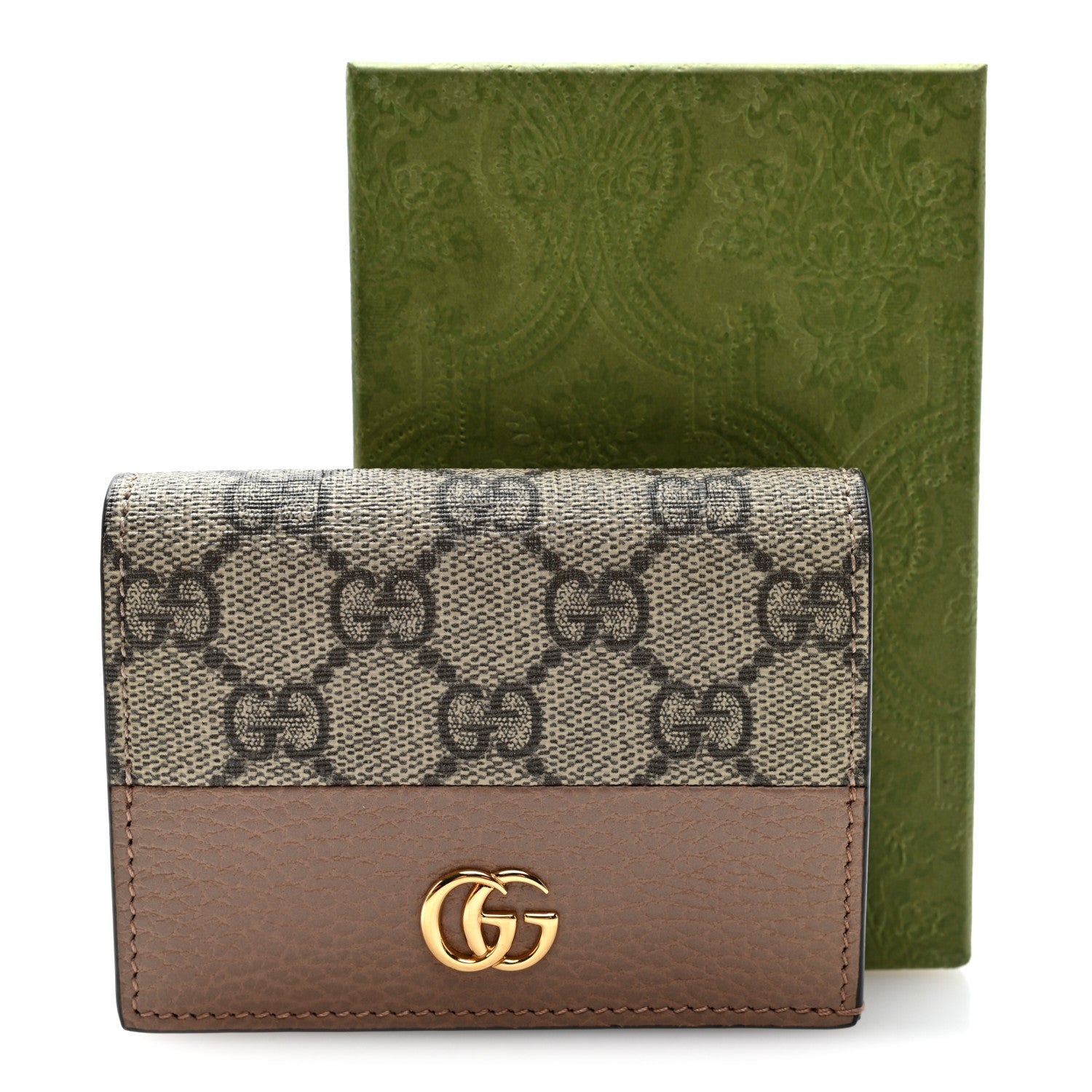 Gucci Dollar Calfskin GG Supreme Monogram GG Marmont Card Case Porcelain Rose Beige Ebony 7 of 7