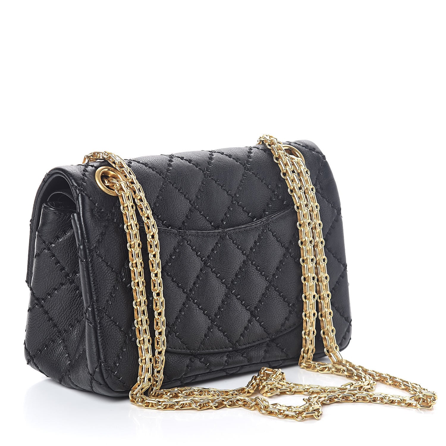 Chanel Calfskin Double Stitch 2.55 Reissue 224 Flap Black 3 of 10