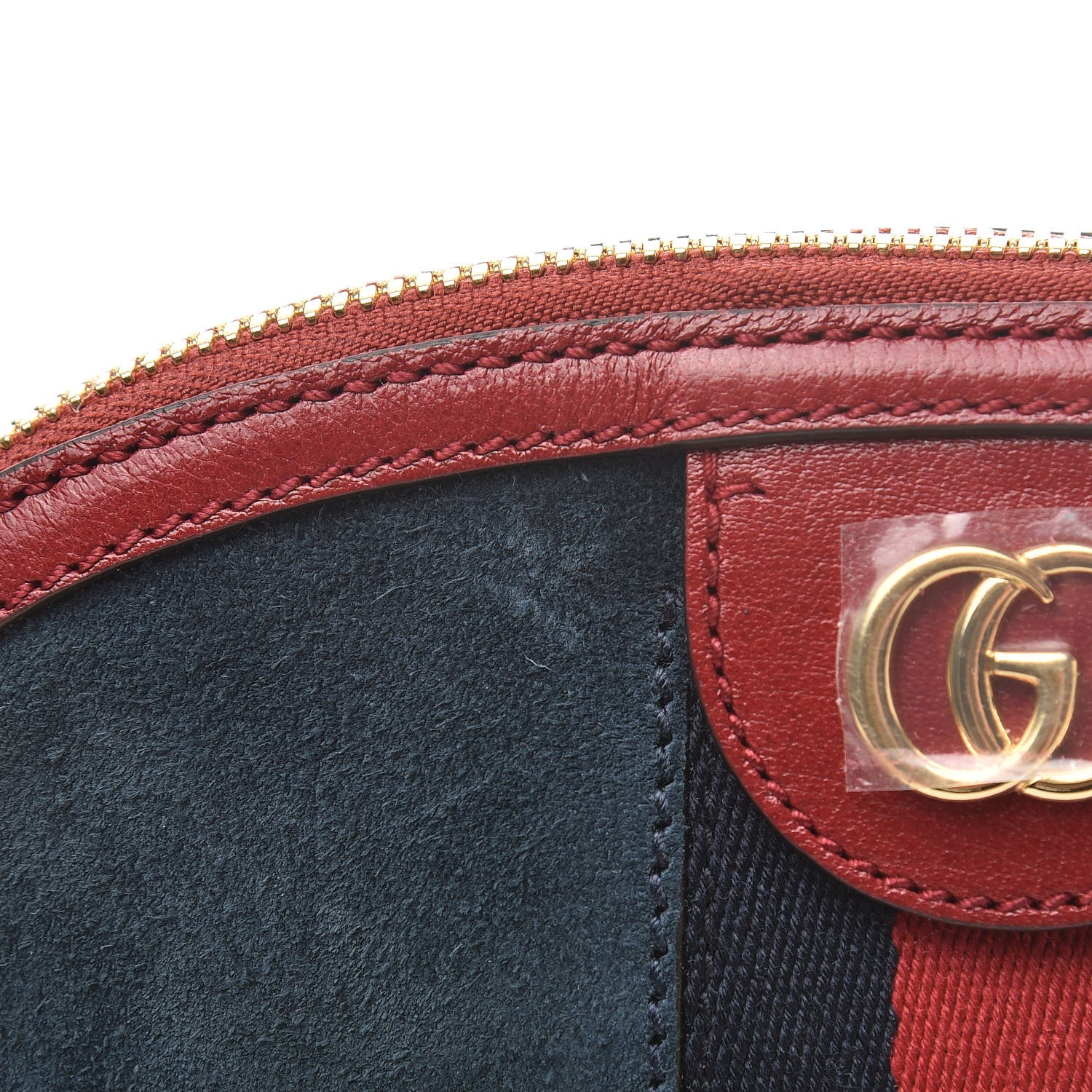 Gucci Suede Calfskin Web Small Ophidia Dome Shoulder Bag New Blue Romantic Cherry 11 of 11