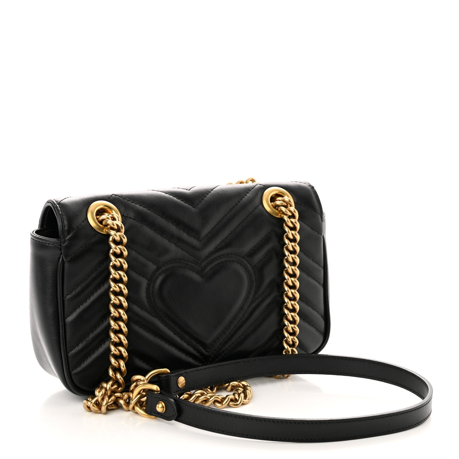Gucci Calfskin Matelasse Mini GG Marmont Shoulder Bag Black 3 of 10