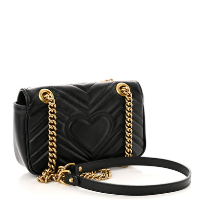 Gucci Calfskin Matelasse Mini GG Marmont Shoulder Bag Black 3 of 10